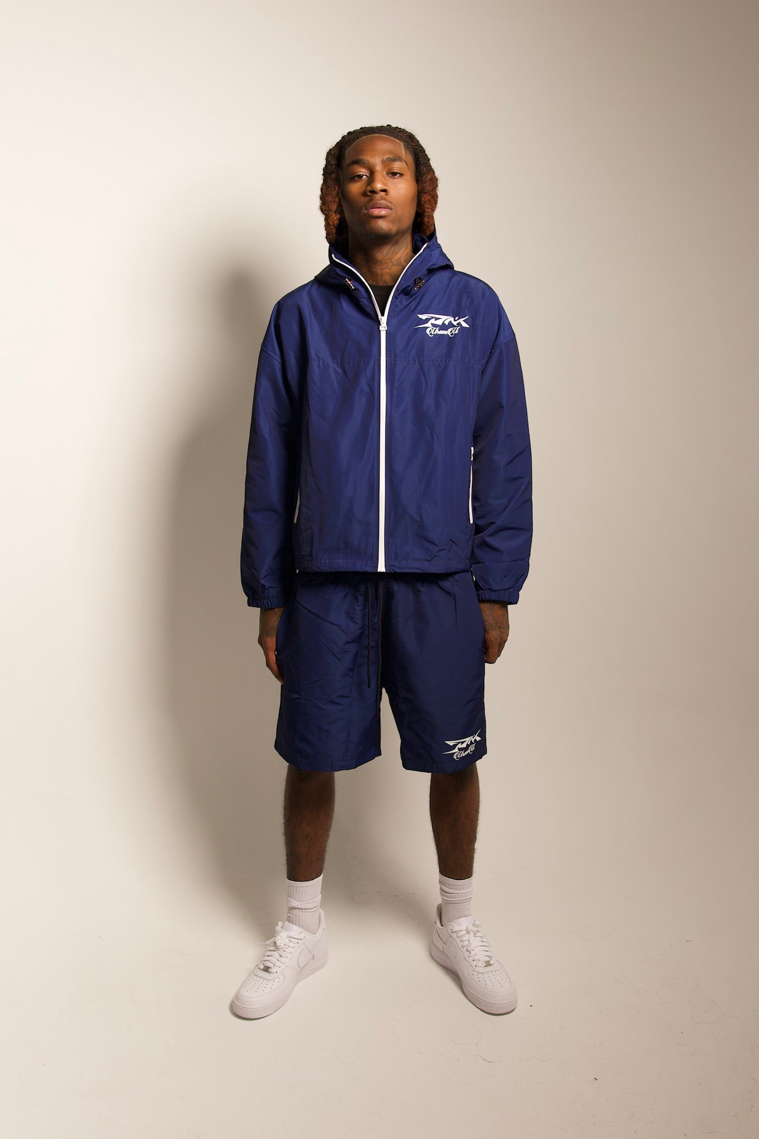 NAVY BLUE URAMU WATERPROOF SHORT SET
